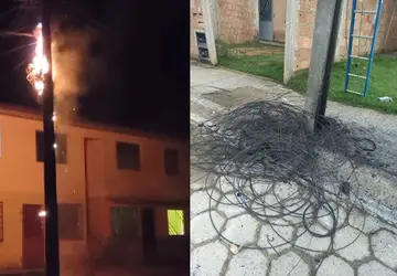 Incêndio em poste é registrado no bairro Vista Bela em Itamaraju e destrói rede de internet e telefonia 